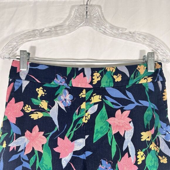 J. Crew Short Women's 6 Blue Pink Floral Side Zip Pockets 100% Cotton - Picture 2 of 7